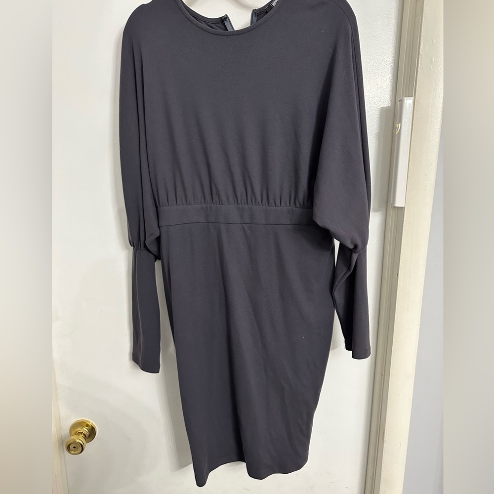 Dark grey blue midi dress